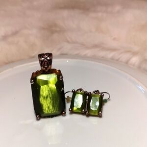Vintage Peridot Pendant With Matching Peridot Earrings
